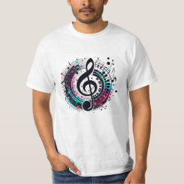 Mannen's Rainbow Music Note Futuristisch Fun T-shi T-shirt