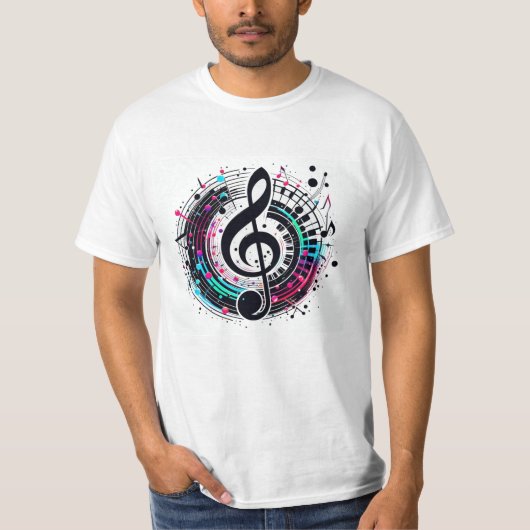 Mannen's Rainbow Music Note Futuristisch Fun T-shi T-shirt (Voorkant)