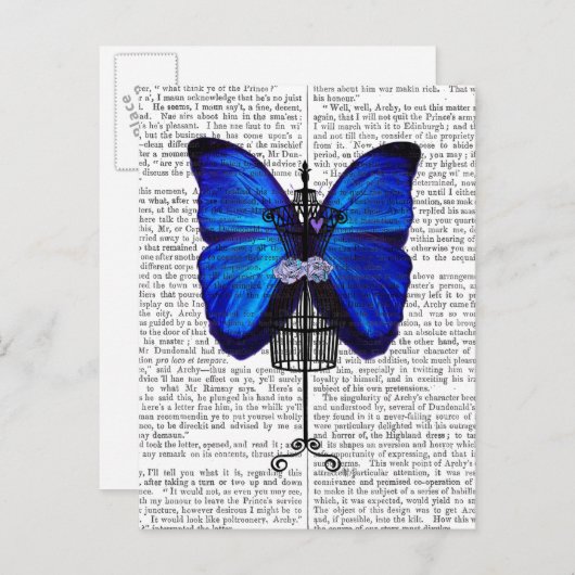 Mannequin Blue Butterfly Briefkaart (Voorkant / Achterkant)