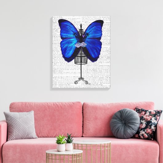 Mannequin Blue Butterfly Canvas Afdruk (Insitu (Woonkamer))