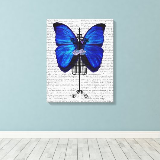 Mannequin Blue Butterfly Canvas Afdruk (Insitu (Houten vloer))