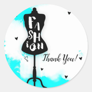 Mannequin FASHION Aqua & Wit met Harten Favorieten Ronde Sticker