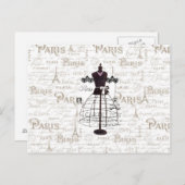 mannequin-Franse typologie Paris Eiffel Tower Briefkaart (Voorkant / Achterkant)