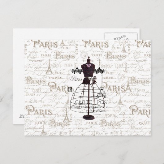  mannequin-Franse typologie Paris Eiffel Tower Briefkaart (Voorkant / Achterkant)