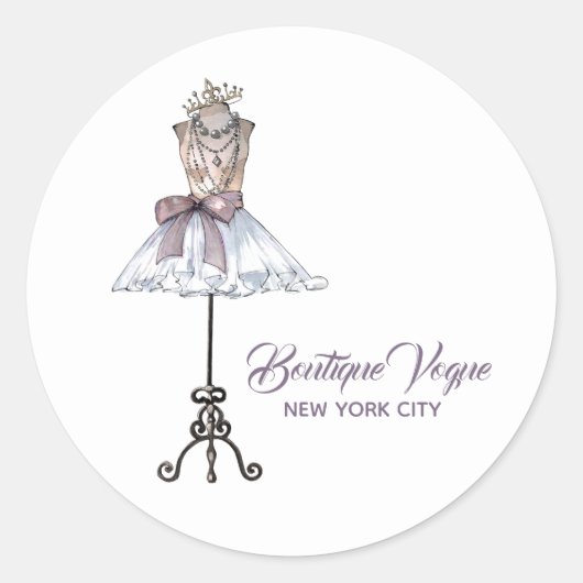 Mannequin met Tutu Business Marketing Ronde Sticker (Voorkant)