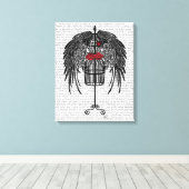 Mannequin met zwarte vleugels canvas afdruk (Insitu (Houten vloer))