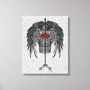 Mannequin met zwarte vleugels canvas afdruk