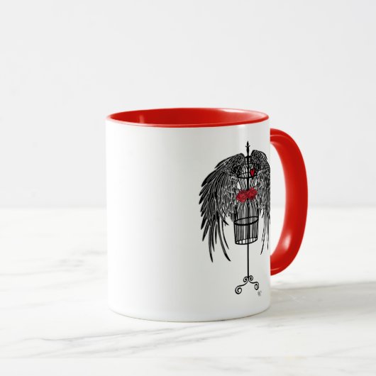 Mannequin met zwarte vleugels mok (Voorkant rechts)