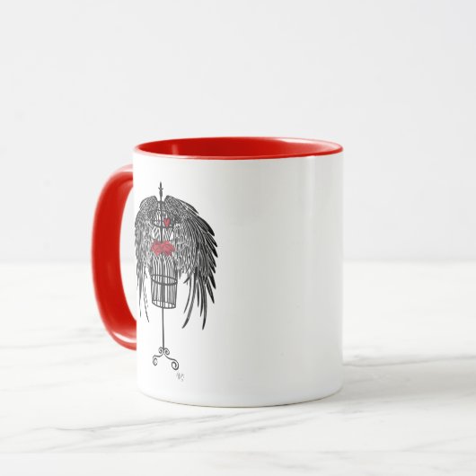 Mannequin met zwarte vleugels mok (Voorkant links)