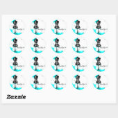 Mannequin MODE Aqua & White met hartplezier Ronde Sticker (Vel)