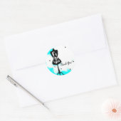 Mannequin MODE Aqua & White met hartplezier Ronde Sticker (Envelop)