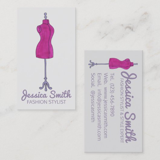 Mannequin Mode Costume Design Dressform Stylist Visitekaartje (Voorkant / Achterkant)