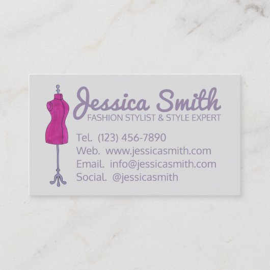 Mannequin Mode Costume Design Dressform Stylist Visitekaartje (Achterkant)