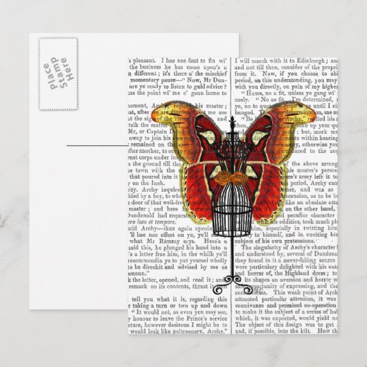 Mannequin Red en gele vlinder Briefkaart (Voorkant / Achterkant)