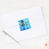 Mannequin  Retro Blue MODE Favor Vierkante Sticker (Envelop)