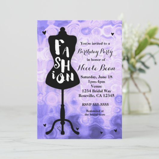 Mannequin stand  Retro Paarse MODE Kaart (Staand voorkant)