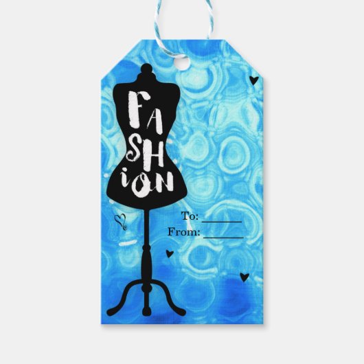 Mannequin standaard  Retro Blue MODE Party Cadeaulabel (Voorkant)
