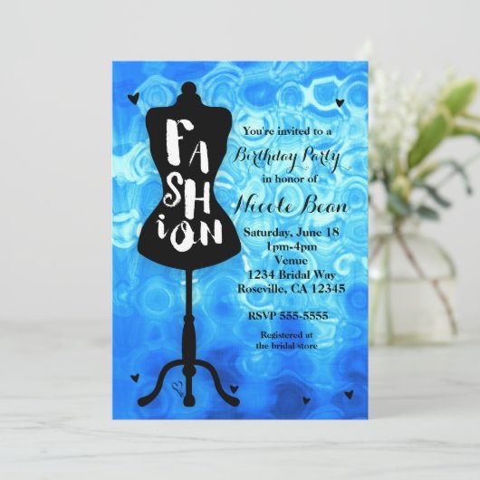 Mannequin standaard  Retro Blue MODE Party Kaart (Staand voorkant)