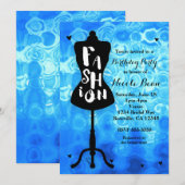 Mannequin standaard  Retro Blue MODE Party Kaart (Voorkant / Achterkant)