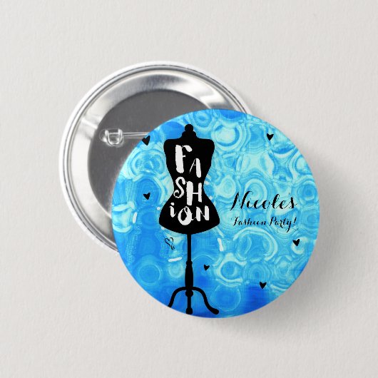 Mannequin standaard Retro Blue MODE Party Ronde Button 5,7 Cm (Voorkant /achterkant)