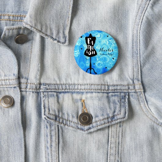Mannequin standaard  Retro Blue MODE Party Ronde Button 5,7 Cm (In situ)
