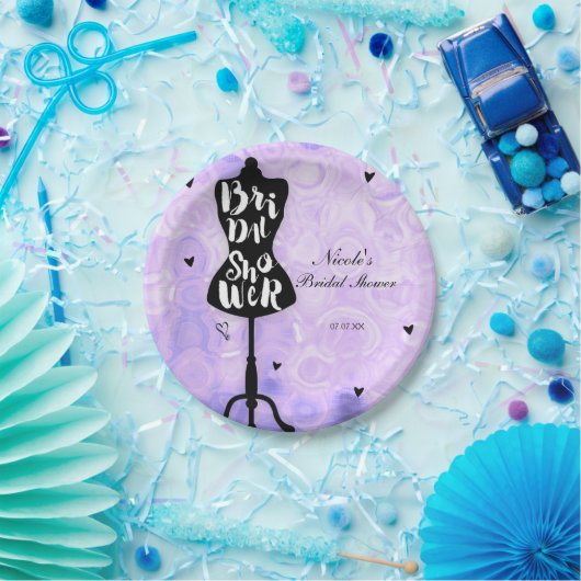 Mannequin standaard  Retro Paars Vrijgezellenfeest Papieren Bordje (Feest)