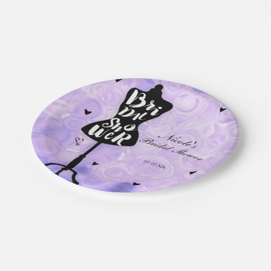 Mannequin standaard  Retro Paars Vrijgezellenfeest Papieren Bordje (Gekanteld)