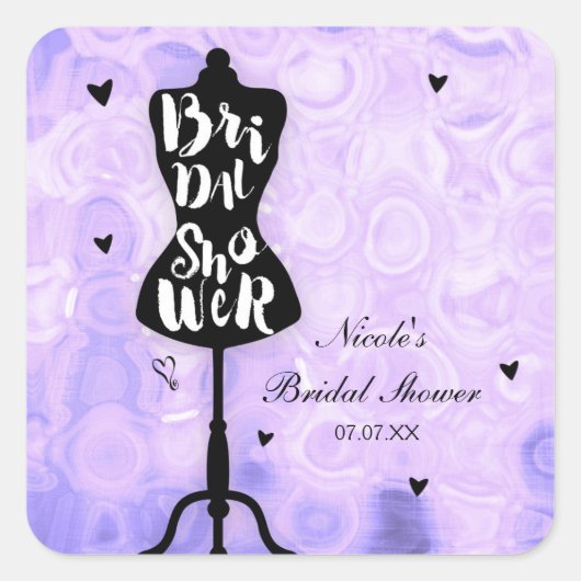 Mannequin standaard Retro Paars Vrijgezellenfeest Vierkante Sticker (Voorkant)