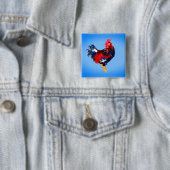 mannetje , rooster vierkante button 5,1 cm (In situ)