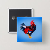 mannetje , rooster vierkante button 5,1 cm (Voorkant /achterkant)