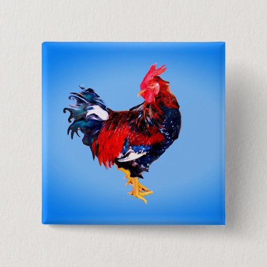 mannetje , rooster vierkante button 5,1 cm (Voorkant)