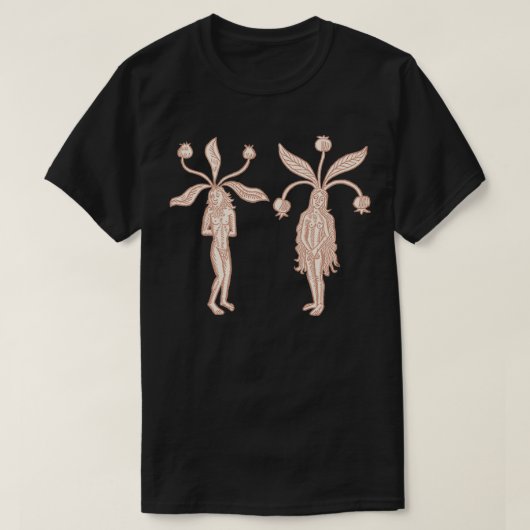  mannetjes en Vrouw Mandrake Woodcut Medieval T-shirt (Design voorkant)