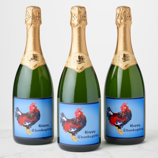 mannetjes galinacous, rooster Gepersonaliseerd Sparkling Wijnetiket (Flessen)
