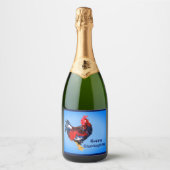 mannetjes galinacous, rooster Gepersonaliseerd Sparkling Wijnetiket (Voorkant)