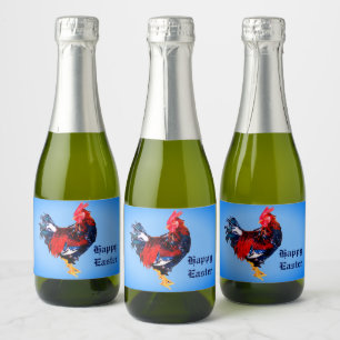 mannetjes galinacous, rooster Gepersonaliseerd Sparkling Wijnetiket