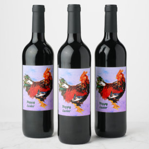 mannetjes galinacous, rooster Gepersonaliseerd Wijn Etiket