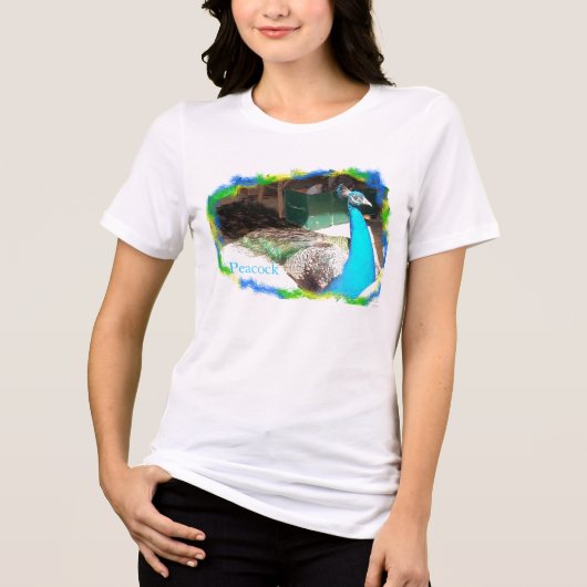 Mannetjes Pauw Zonnend Tri-Blend Shirt (Voorkant)