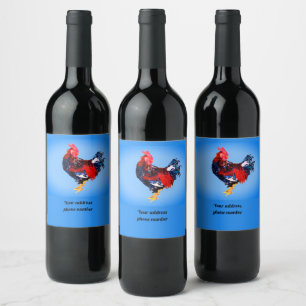 mannetjesgalerie , rooster mini padfolio label wijn etiket