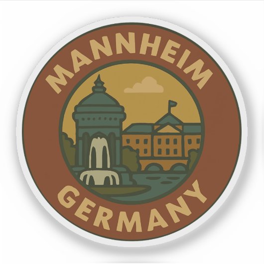 Mannheim Duitsland Stad Kunst Sticker (Voorkant)