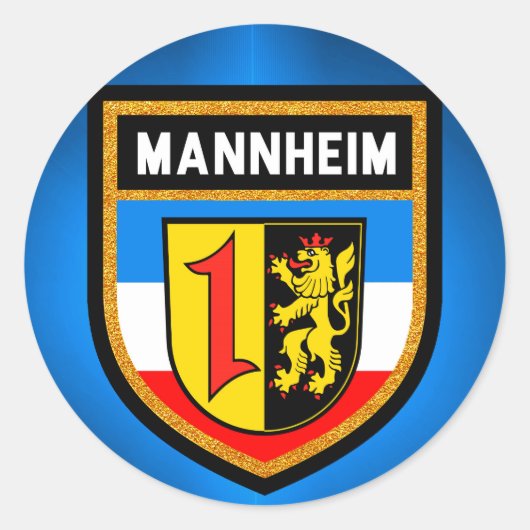 Mannheim Flag Ronde Sticker (Voorkant)