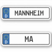Mannheim kennzeichen, Duits Bord voor rijbewijzen Sticker (Voorkant)