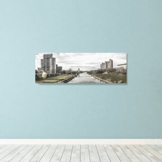 Mannheim Neckar (Neckarpromenade) Canvas Afdruk (Insitu (Houten vloer))