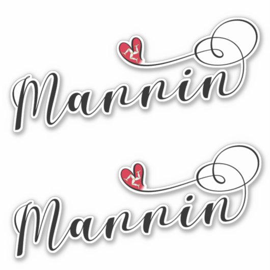 Mannin, Isle of Man Flag Heart, Mann Sticker (Voorkant)