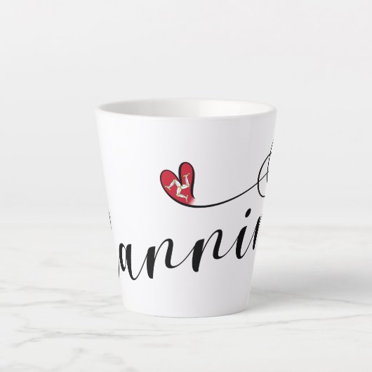 Mannin, Isle of Man Flag Heart, Manx Latte Mok (Voorkant)