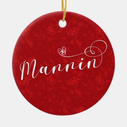 Mannin, Isle of Man Flag Heart, Manx Ornament (Voorkant)