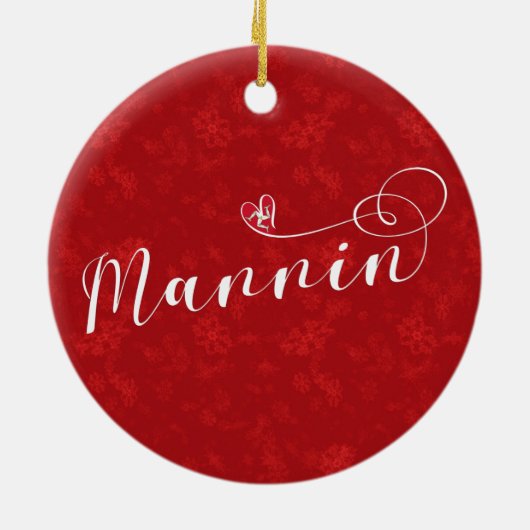 Mannin, Isle of Man Flag Heart, Manx Ornament (Achterkant)