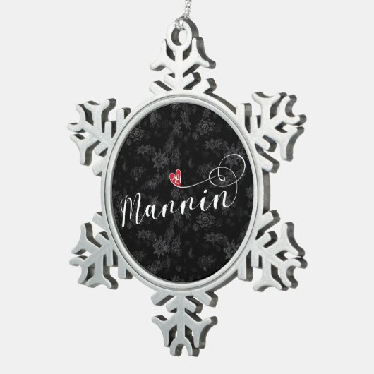 Mannin, Isle of Man Flag Heart, Manx Tin Sneeuwvlok Ornament (Rechts)