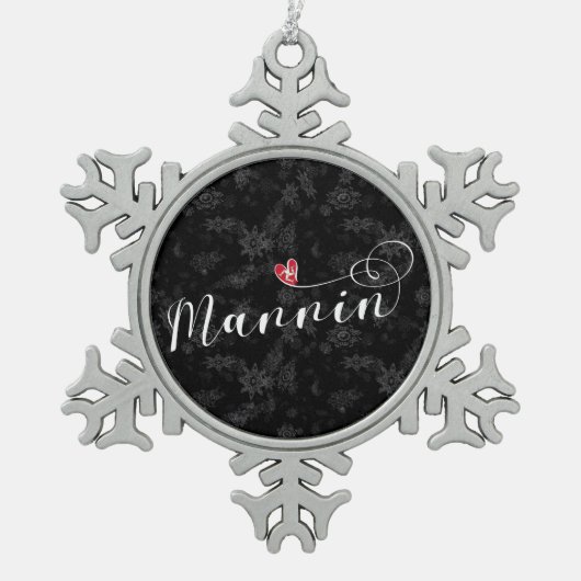 Mannin, Isle of Man Flag Heart, Manx Tin Sneeuwvlok Ornament (Voorkant)