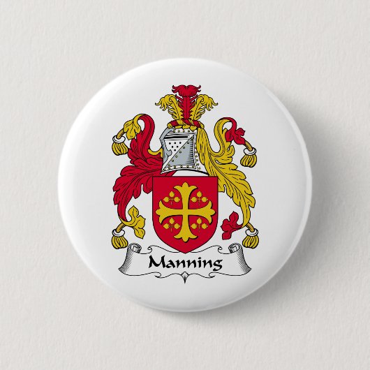 Manning Family Crest Ronde Button 5,7 Cm (Voorkant)