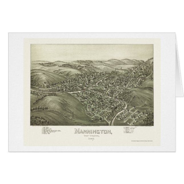 Mannington, WV Panorama Map - 1897 (Voorkant Horizontaal)